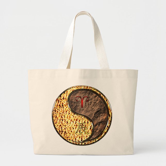 Aries & Earth Dragon Large Tote Bag (Front)