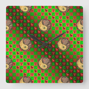 Aries & Earth Goat Square Wall Clock