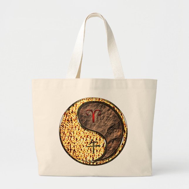 Aries & Earth Horse Large Tote Bag (Front)