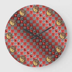 Aries & Earth Rabbit Large Clock