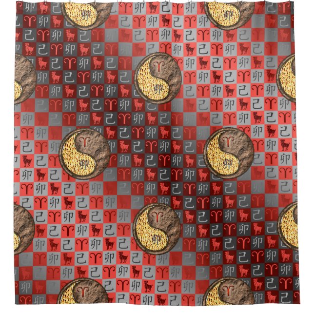 Aries & Earth Rabbit Shower Curtain (Front)