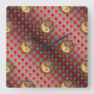 Aries & Earth Rabbit Square Wall Clock