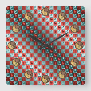 Aries & Earth Snake Square Wall Clock