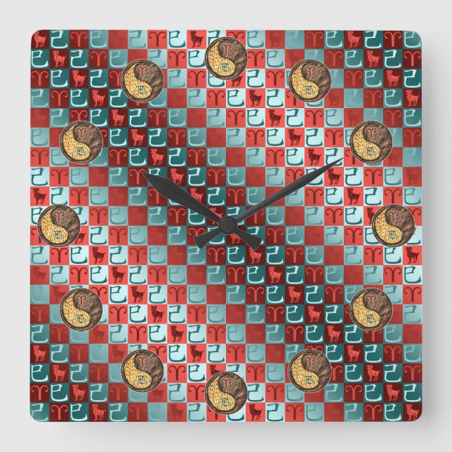 Aries & Earth Snake Square Wall Clock (Front)