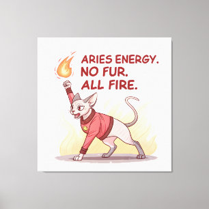Aries Energy Sphynx Cat No Fur All Fire Art Canvas Print