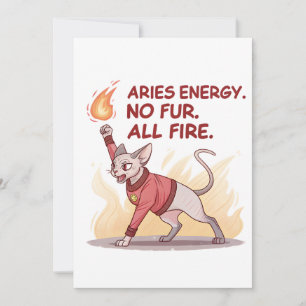 Aries Energy Sphynx Cat No Fur All Fire Art Holiday Card