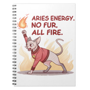 Aries Energy Sphynx Cat No Fur All Fire Art Notebook