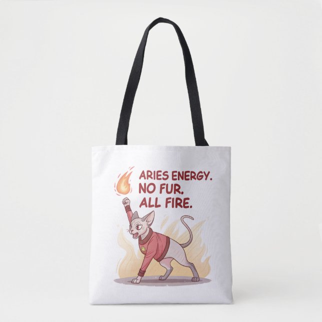 Aries Energy Sphynx Cat No Fur All Fire Art Tote Bag (Front)