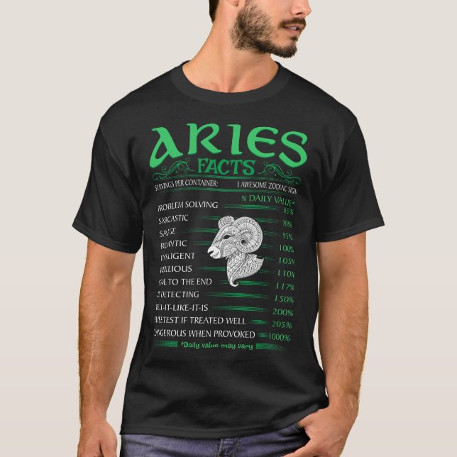 Aries Facts Problem Solving Sarcastic T-Shirt (Front)