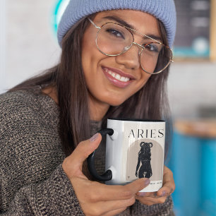 Aries Feminine Brown Black Zodiac 15 0z Mug
