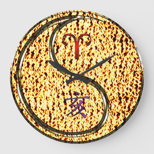 Aries & Fire Boar Large Clock (Front)