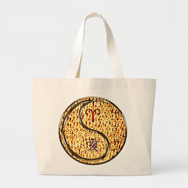 Aries & Fire Boar Large Tote Bag (Front)