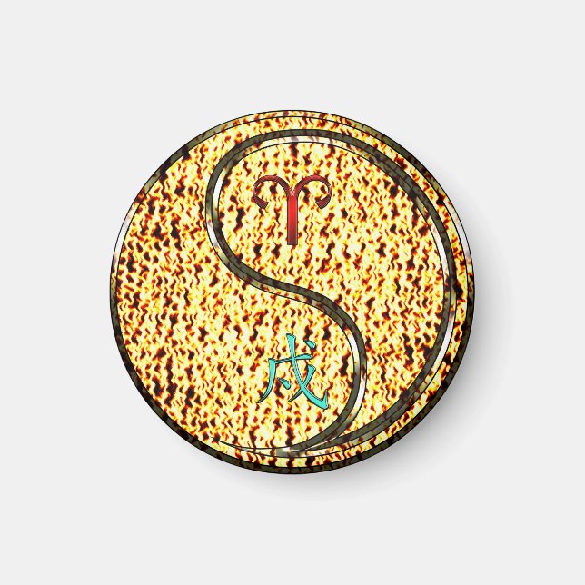 Aries & Fire Dog Magnet (Front)