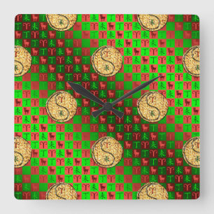 Aries & Fire Goat Square Wall Clock