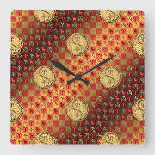 Aries & Fire Horse Square Wall Clock