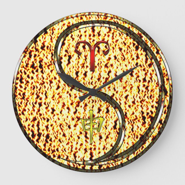 Aries & Fire Monkey Large Clock (Front)