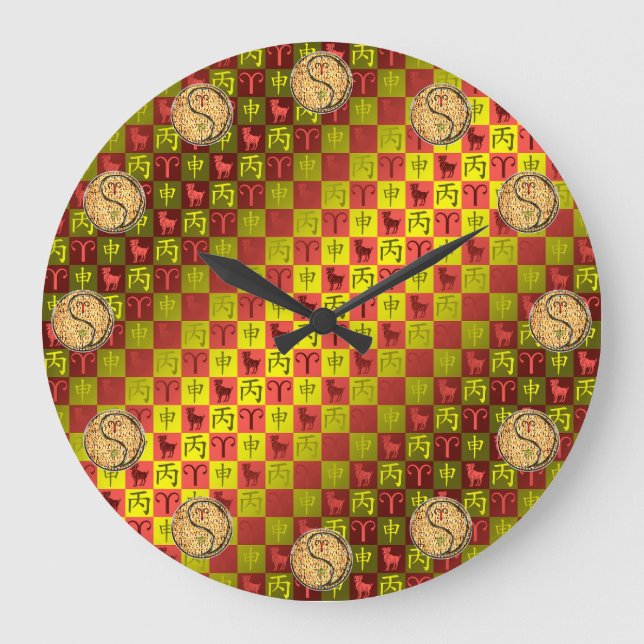 Aries & Fire Monkey Large Clock (Front)