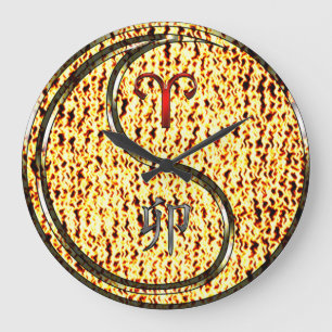Aries & Fire Rabbit Large Clock