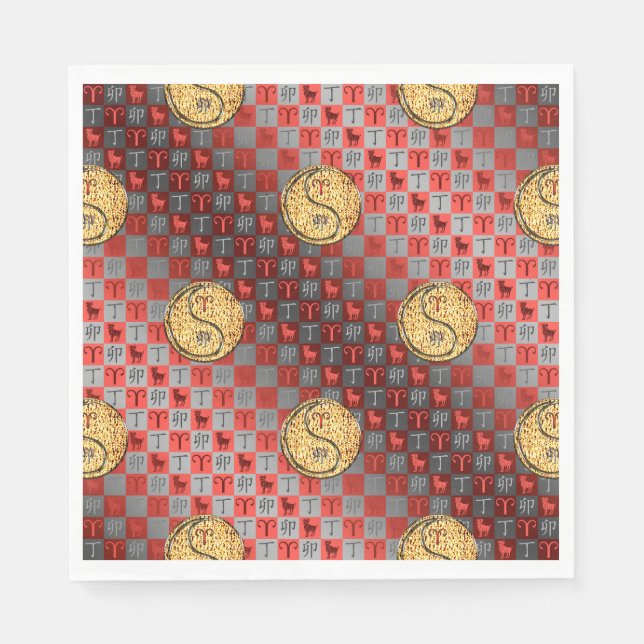 Aries & Fire Rabbit Napkin (Front)