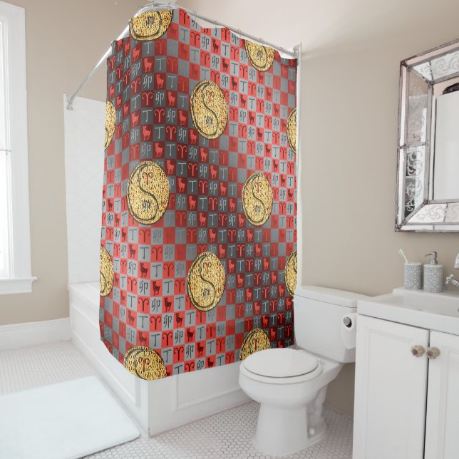 Aries & Fire Rabbit Shower Curtain (In Situ)