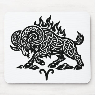 Aries Fire‑Ram – Celtic Haunted Ink Zodiac Mouse Mat