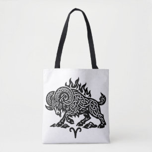 Aries Fire‑Ram – Celtic Haunted Ink Zodiac Tote Bag