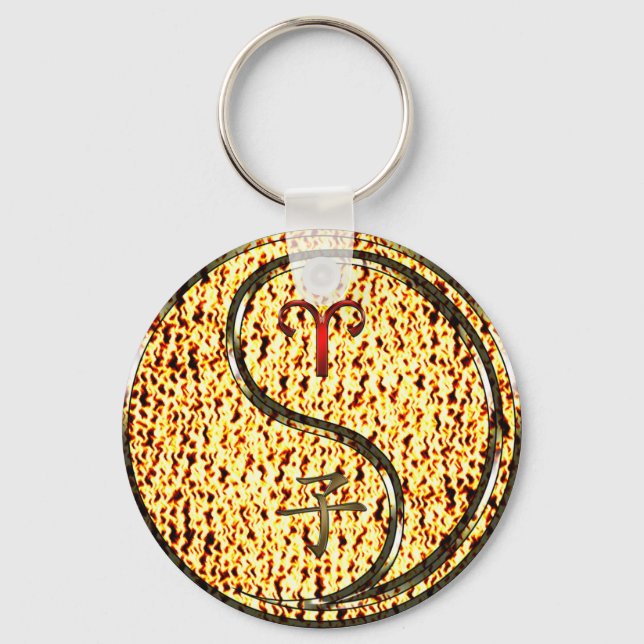 Aries & Fire Rat  Key Ring (Front)