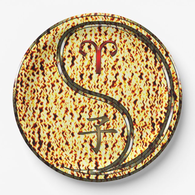Aries & Fire Rat Paper Plate (Front)