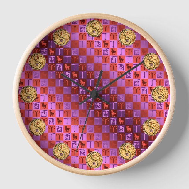 Aries & Fire Rooster Clock (Front)
