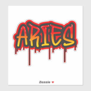 ARIES Fire Sign Dripping Word Art Spray Paint