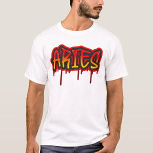 ARIES Fire Sign Dripping Word Art Spray Paint T-Shirt