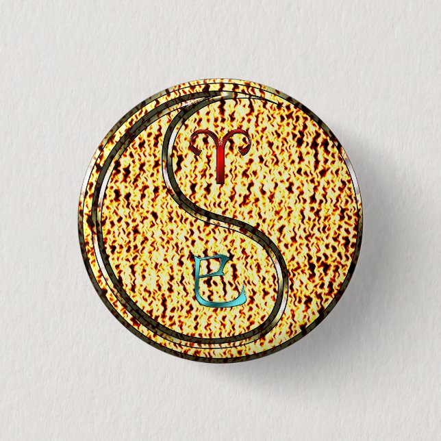 Aries & Fire Snake 3 Cm Round Badge (Front)