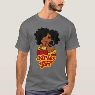 Aries Girl Afro Girl Zodiac Signs Birthday Gift T-Shirt