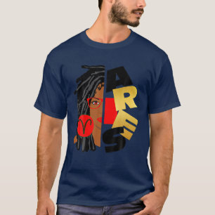 "Aries Girl Afro Locs Girl Zodiac Signs Birthday G T-Shirt