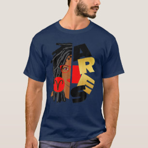 Aries Girl Afro Locs Girl Zodiac Signs Birthday Gi T-Shirt