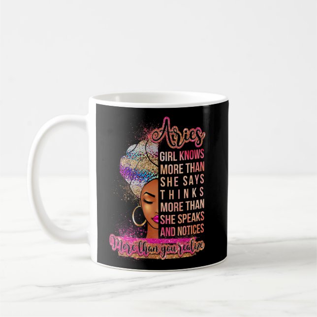Aries Girl Afro Melanin Queen Birthday  For Black  Coffee Mug (Left)