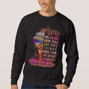 Aries Girl Afro Melanin Queen Birthday For Black Sweatshirt