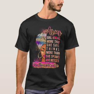Aries Girl Afro Melanin Queen Birthday  For Black  T-Shirt