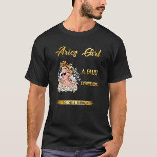 Aries Girl Birthday Queen Zodiac Sign Horoscope Wo T-Shirt