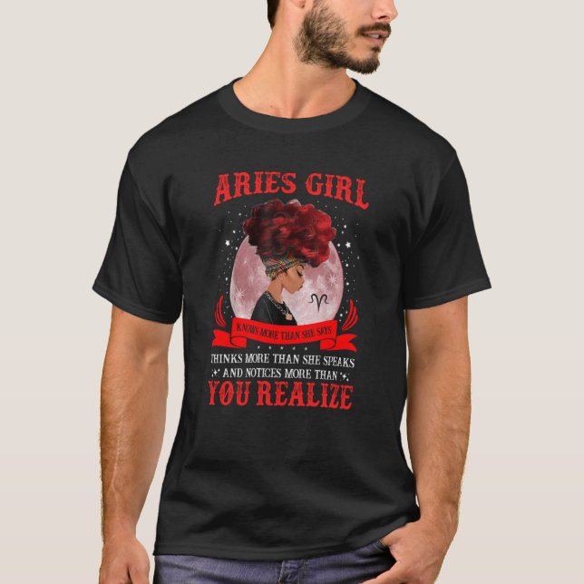 Aries Girl Black Queen Birthday March April Bday n T-Shirt (Front)