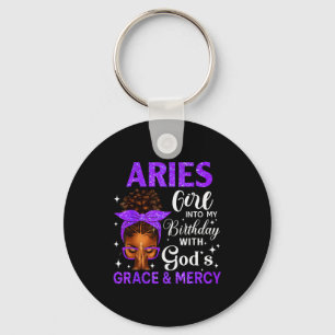 Aries Girl Stepping Birthday Black Women Afro Chri Key Ring