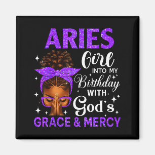 Aries Girl Stepping Birthday Black Women Afro Chri Magnet