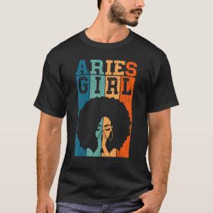 Aries Girl Zodiac Birthday Queen African American T-Shirt