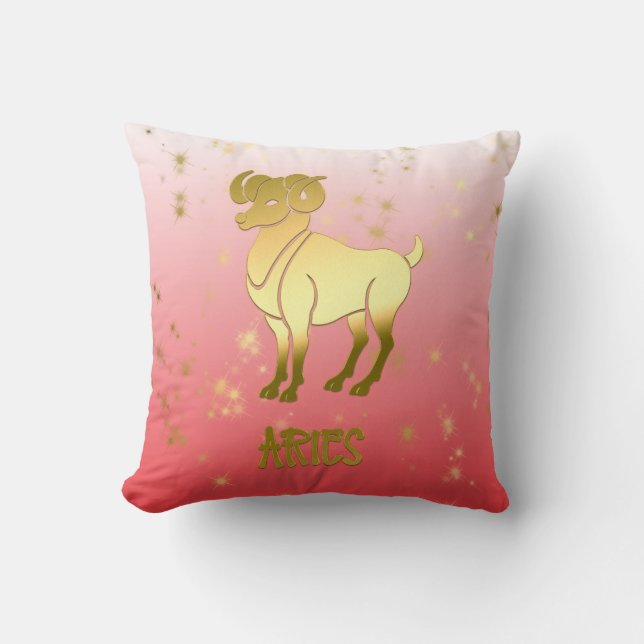 Aries Gold Ombre Astrology Horoscope Zodiac Sign Cushion (Front)