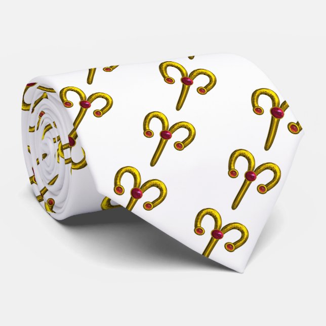 ARIES / GOLD ZODIAC BIRTHDAY JEWEL White Tie (Rolled)