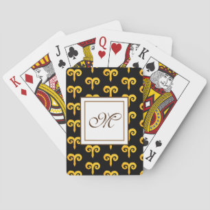 Aries Golden Astrology Monogram Playing Cards