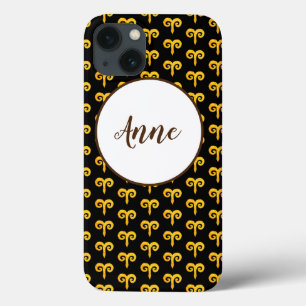 Aries Golden Astrology Personalised iPhone 13 Case