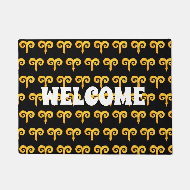 Aries  Golden Astrology Sign Doormat (Front)