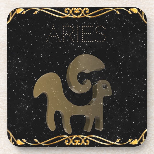 Aries golden sign coaster (Front)