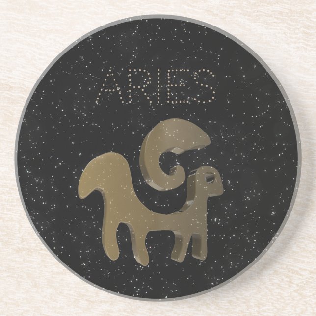 Aries golden sign coaster (Front)
